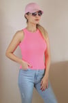 Kadın Premium Doku Neon Pembe Fitilli Pamuklu Atlet