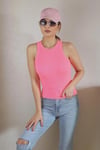 Kadın Premium Doku Neon Pembe Fitilli Pamuklu Atlet