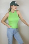 Kadın Premium Doku Yeşil Fitilli Pamuklu Atlet