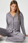 Kadın Puantiyeli Extra Soft Gri Pijama Takımı