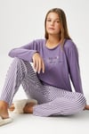 Kadın Ready Ekstra Soft Bisiklet Yaka Lila Pijama Takımı
