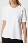 Kadın Rise Dekoratif Yaka Tok Doku %100 Pamuk Beyaz T-Shirt