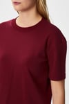 Kadın Rise Dekoratif Yaka Tok Doku %100 Pamuk Bordo T-Shirt