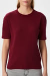 Kadın Rise Dekoratif Yaka Tok Doku %100 Pamuk Bordo T-Shirt