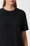 Kadın Rise Dekoratif Yaka Tok Doku %100 Pamuk Siyah T-Shirt