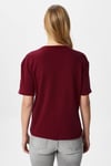 Kadın Rise Dekoratif Yaka Tok Doku %100 Pamuk Bordo T-Shirt