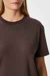 Kadın Rise Dekoratif Yaka Tok Doku %100 Pamuk Kahverengi T-Shirt