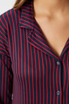 Kadın Secret Extra Soft Lacivert Bordo Çizgili Pijama Takımı