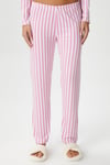 Kadın Secret Extra Soft Pembe Beyaz  Çizgili Pijama Takım