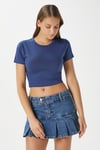 Kadın Serra %100 Pamuk Lacivert Crop Top
