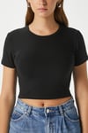 Kadın Serra %100 Pamuk Siyah Crop Top