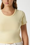 Kadın Serra %100 Pamuk Tereyağ Sarısı Crop Top