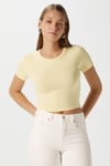 Kadın Serra %100 Pamuk Tereyağ Sarısı Crop Top
