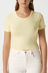 Kadın Serra %100 Pamuk Tereyağ Sarısı Crop Top