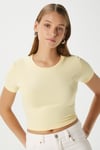 Kadın Serra %100 Pamuk Tereyağ Sarısı Crop Top