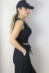 Kadın Siyah Crop Fitilli Atlet
