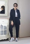 Kadın Siyah Keten Bel Lastikli Pantolon Gömlek Alt Üst Takım