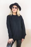 Kadın Siyah Oversize Basic Kazak