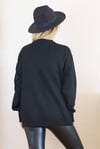 Kadın Siyah Oversize Basic Kazak