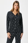 Kadın Sweety Extra Soft Siyah Kalpli Pijama Takımı