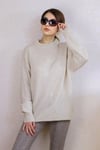 Kadın Taş Rengi Oversize Basic Kazak