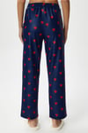 Kadın Teddi Ultra Yumuşak Cepli Lacivert Kalp Desen Yılbaşı Pijama Altı
