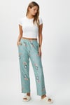 Kadın Teddi Ultra Yumuşak Cepli Mint Penguen Desen Yılbaşı Pijama Altı