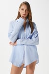 Kadın Tilda %100 Pamuk Müslin Oversize Mavi Gömlek