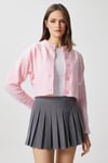 Kadın Tilia Crop Pembe Örgü Hırka