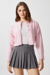 Kadın Tilia Crop Pembe Örgü Hırka