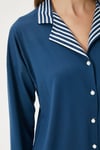 Kadın Timeless Ekstra Soft İndigo Çizgili Pijama Takımı