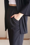 Kadın Tiril Siyah Kimono Pantolon Alt Üst Takım