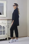Kadın Tiril Siyah Kimono Pantolon Alt Üst Takım