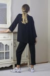 Kadın Tiril Siyah Kimono Pantolon Alt Üst Takım