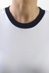 Kadın Tok Doku Yaka Fitilli Ekru Siyah Çift Renk T-Shirt