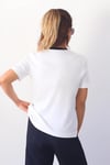Kadın Tok Doku Yaka Fitilli Ekru Siyah Çift Renk T-Shirt