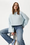 Kadın Vegas Mavi Şardonlu Crop Sweatshirt