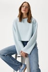 Kadın Vegas Mavi Şardonlu Crop Sweatshirt