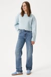 Kadın Vegas Mavi Şardonlu Crop Sweatshirt