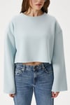 Kadın Vegas Mavi Şardonlu Crop Sweatshirt