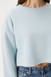 Kadın Vegas Mavi Şardonlu Crop Sweatshirt
