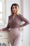 Kadın Vizon Vatkalı Önü Pileli Alttan Çıtçıtlı Body