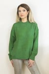 Kadın Yeşil  Oversize Basic Kazak