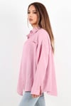 Kadın Yumuşak Müslin Kumaş Uzun Pudra Oversize Gömlek