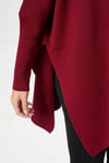Kadın Zenta Oversize Yan Yırtmaçlı Bordo Triko Kazak