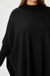 Kadın Zenta Oversize Yan Yırtmaçlı Siyah Triko Kazak 