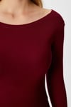 Kayık Yaka Need Uzun Kollu Bordo Soft Top / Bluz