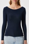 Kayık Yaka Need Uzun Kollu Lacivert Soft Top / Bluz