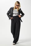 Likra Serisi Move Çift Düğmeli Esnek Siyah Palazzo Pantolon