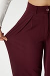 Likra Serisi Viora Açık Pile Esnek Bordo Palazzo Pantolon